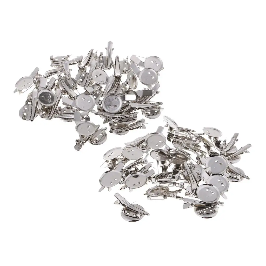 60x Cabochon Base Tray Setting Hair Clip DIY Jewelry Making Finding
