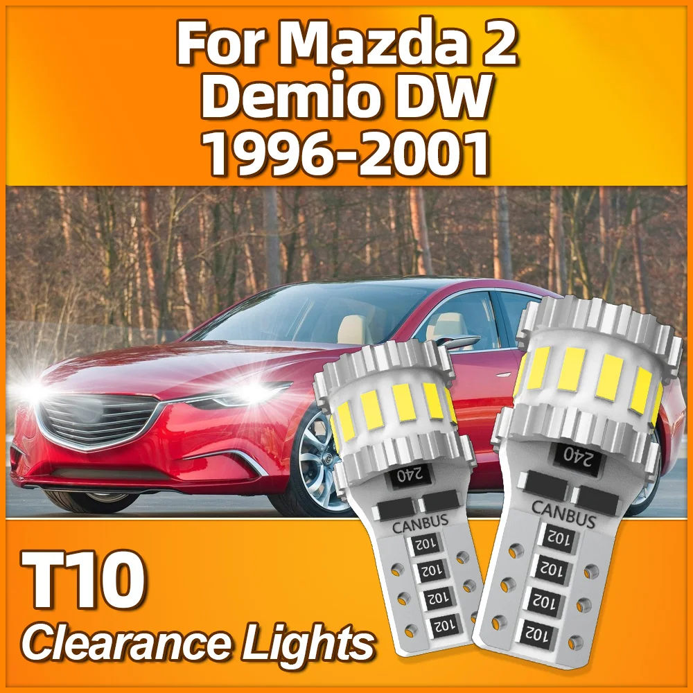 2x T10 W5W Car LED Parking Light Bulb 3400LM Auto Clearance Lamps 6000K White For Mazda 2 Demio DW 1996 1997 1998 1999 2000 2001