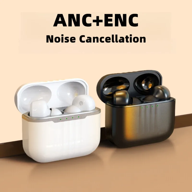 

ANC+ENC Noise Cancelling Wireless Bluetooth In-ear Earphones Long Battery Life Earsets With LED Power Indicator For Sport Music
