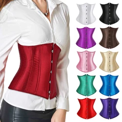 Underbust Corset Lace Up Boned Shapewear Corset Belt Gothic Waist Cincher Sexy Corsets for Women Satin Plus Size Red Black