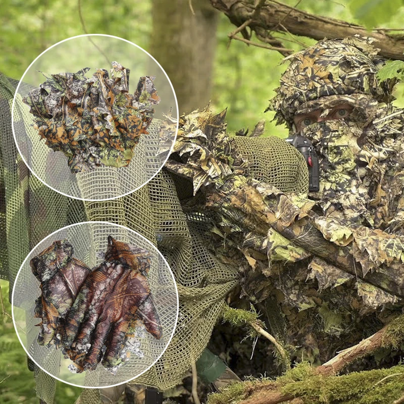 3D Guanti di Caccia del Camuffamento Silenzio Tessuti Camouflage Estate Guanti Da Pesca Outdoor Bird Watching Guanti Guanti Da Uomo Quick Dry