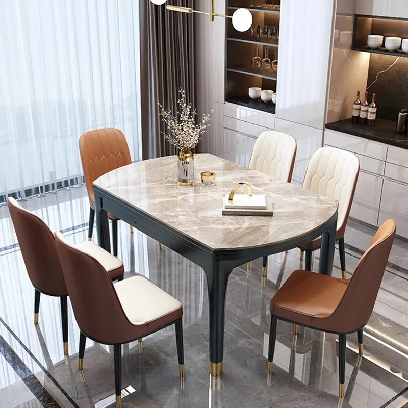 

Waterproof Living Dining Table Modern Extendable Folding Luxury Dining Table Nordic Minimalist Mesa De Comedor Home Furniture