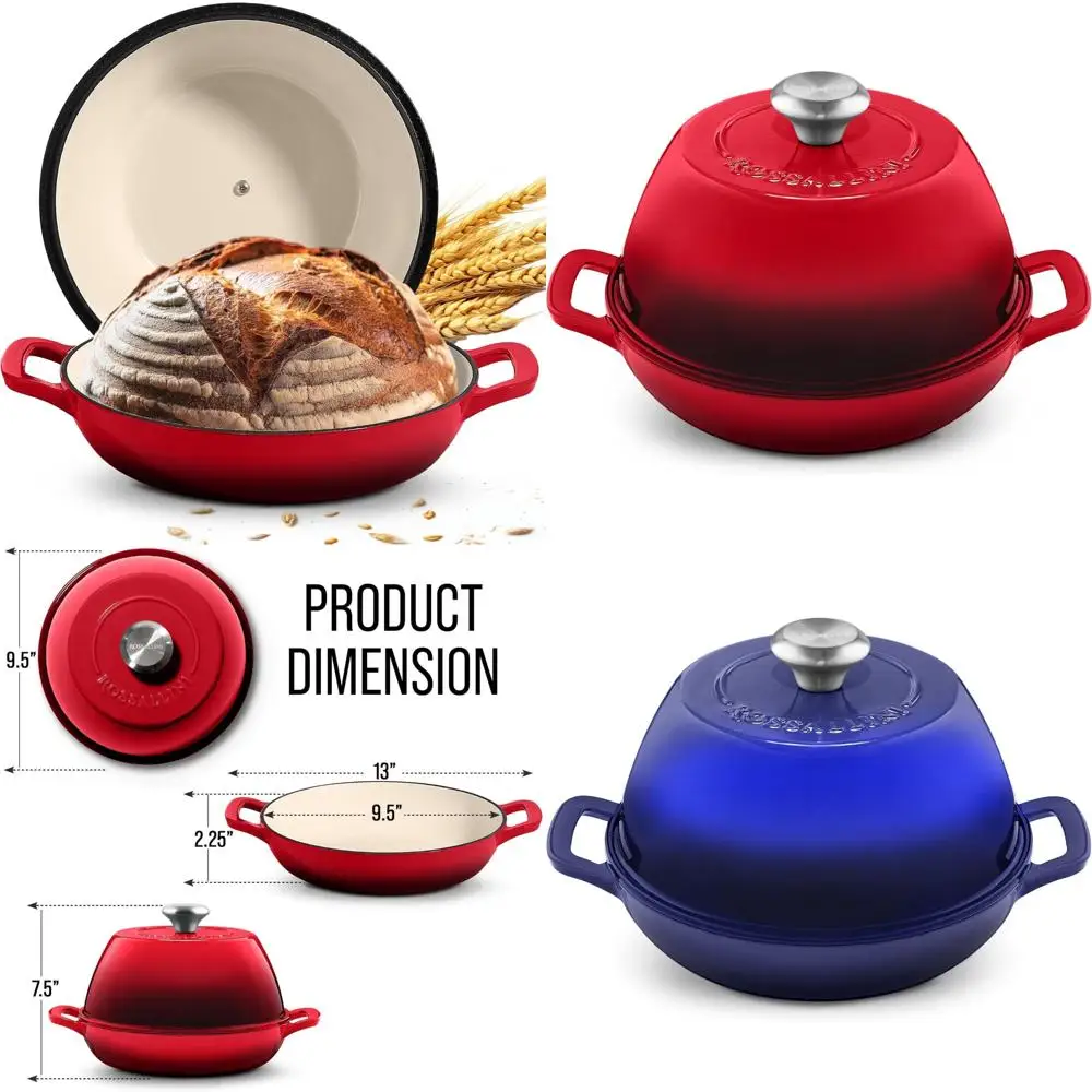 

Эмалированная чугунная печь для хлеба на закваске — антипригарная, плотно прилегающая крышка, идеальная выпечка, приготовление хлеба, емкость 6 литров