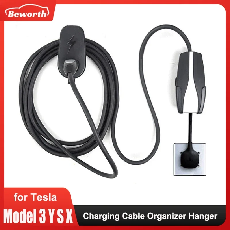 For Tesla Model 3 Y S X EU/US Charging Cable Organizer Wall Bracket Charger Cable Holder Hanger Rack Electric Vehicle Accessorie