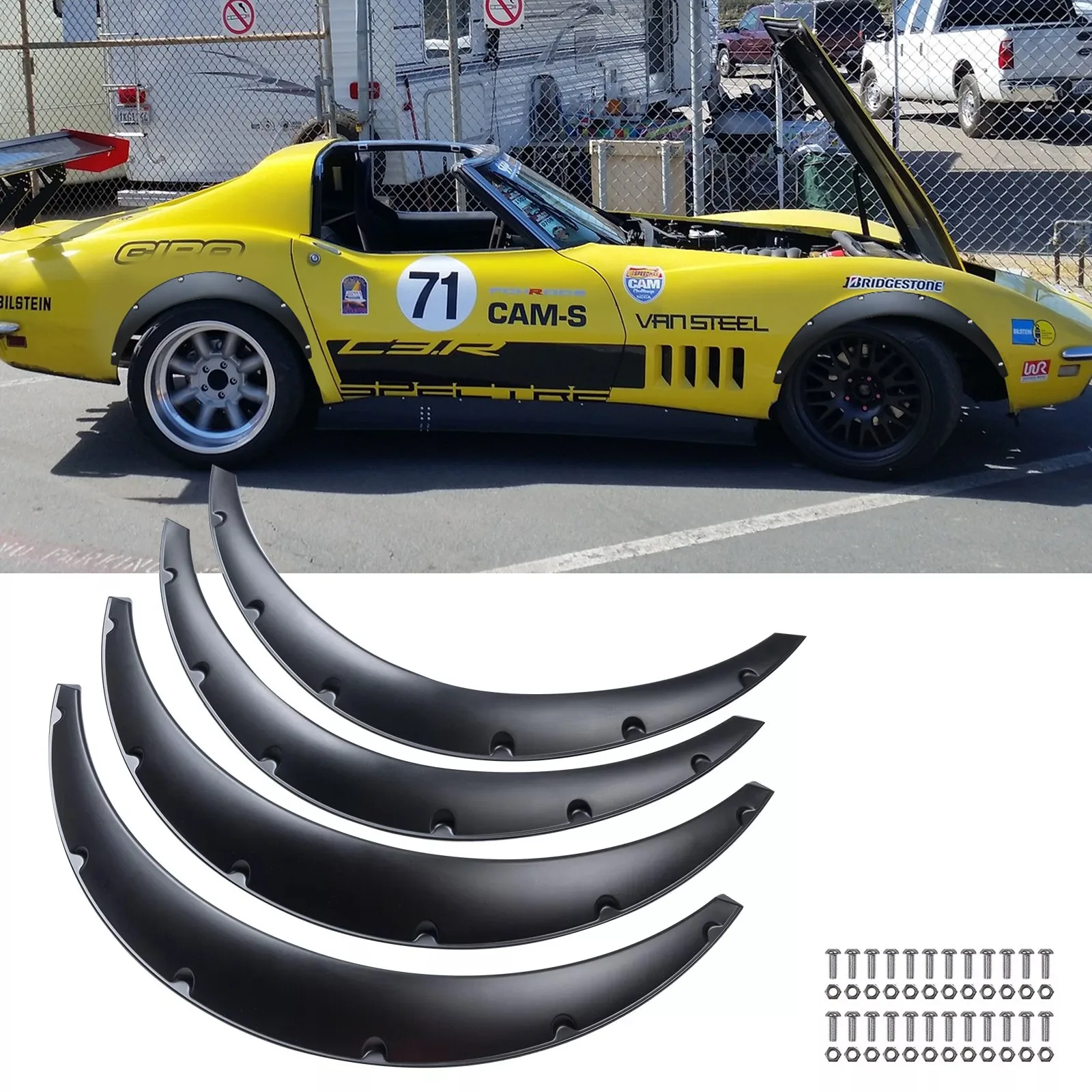 

Fender Flares Flexible Extra Wide Body Kit Wheel Arches For Chevrolet Corvette