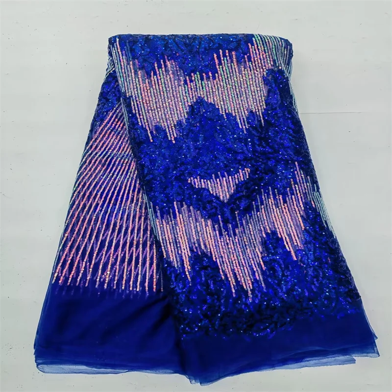 

Синяя африканская кружевная ткань с блестками, 2022, высокое качество, французская сетчатая кружевная нигерийская сетчатая ткань с вышивкой для шитья свадебного платья