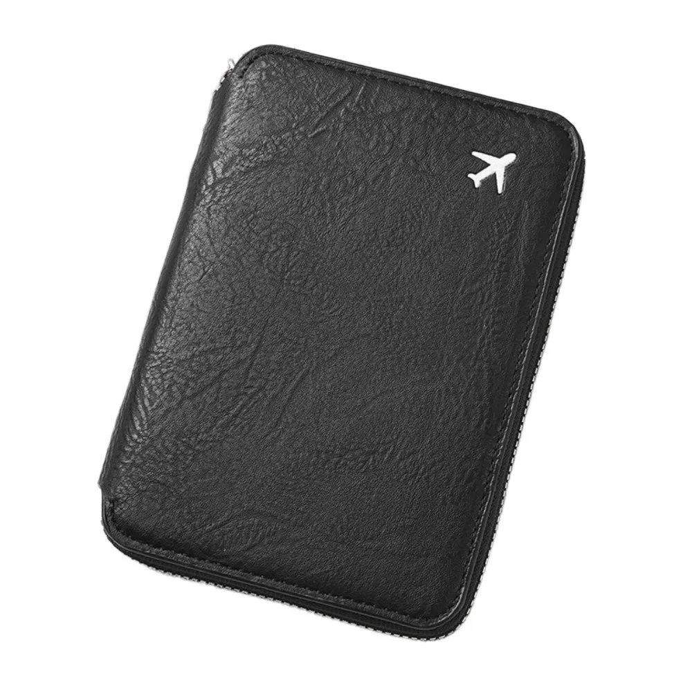 

Solid Color PU Passport Bag RFID Anti-theft Airplane Check-in Travel Wallet Passport Cover Ticket Holder Passport Clip Women