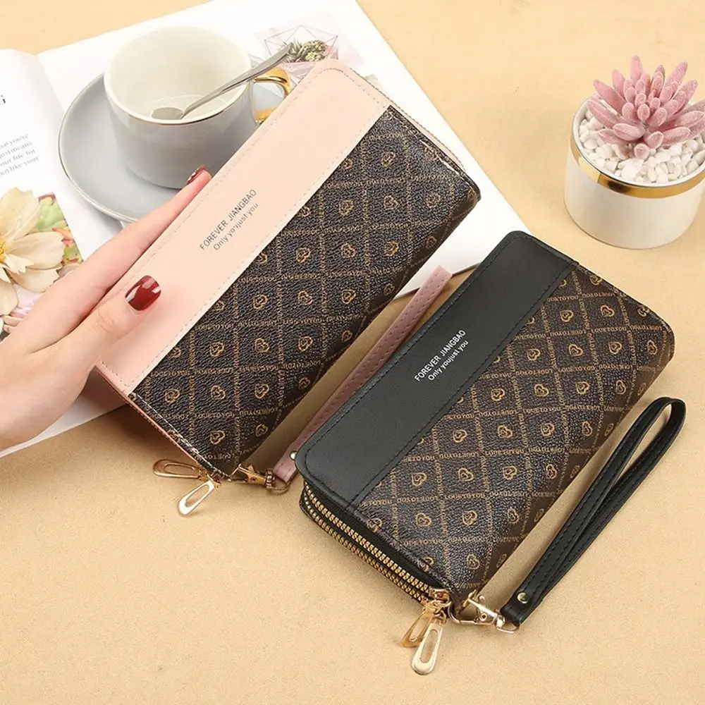 

Fashion Print Long Wallets Multifunctional Large Capacity Zipper Purse Portable PU Leather Phone Bag Women