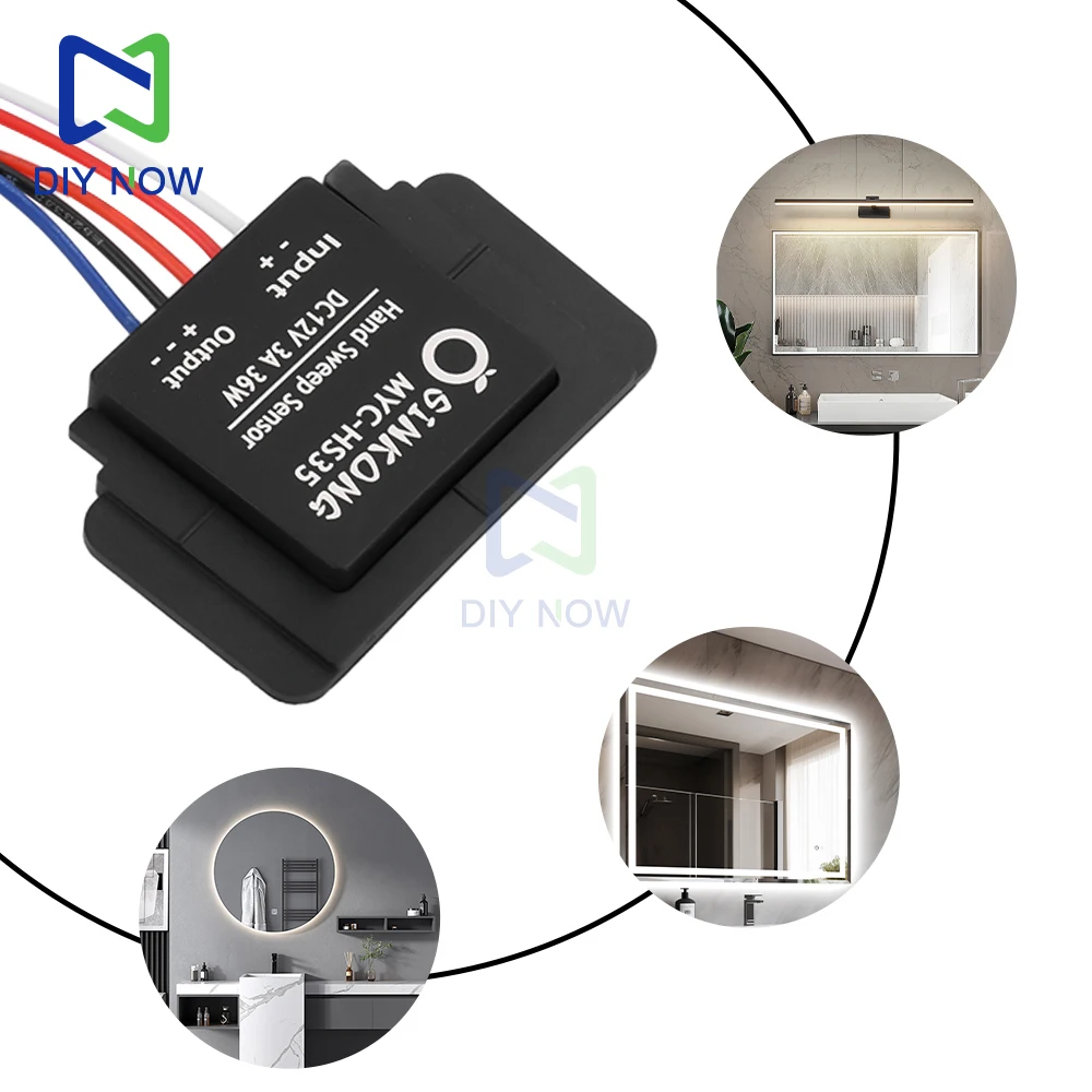 Dc12V 3A 36W Hand Sweep Sensor Switch Infinite Dimming Single/Dual Temperature Color Bathroom Mirror Touch Sensor Switch