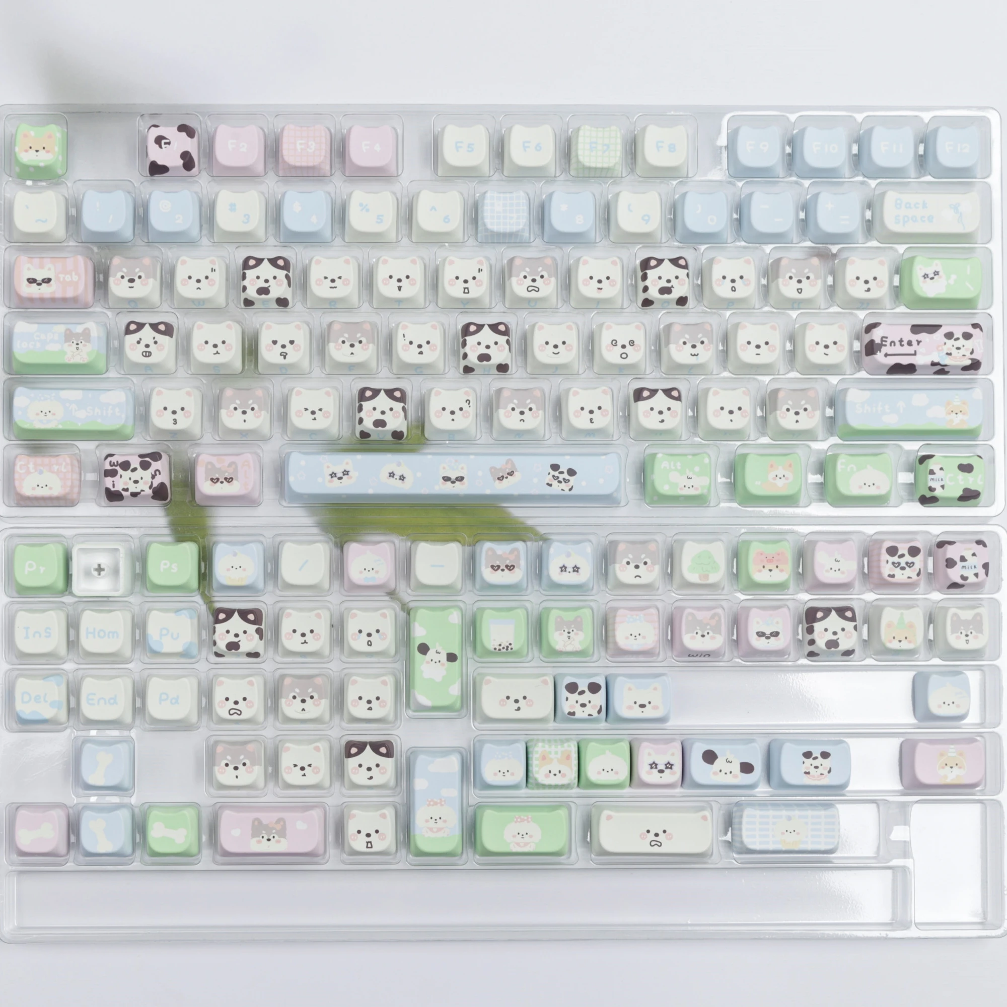 Imagem -06 - Mao-cute Cat Ear Keycaps Grupo Dog Side Letras Impressas Dye Sub Grande Material Pbt para Teclado Mecânico Making Switch