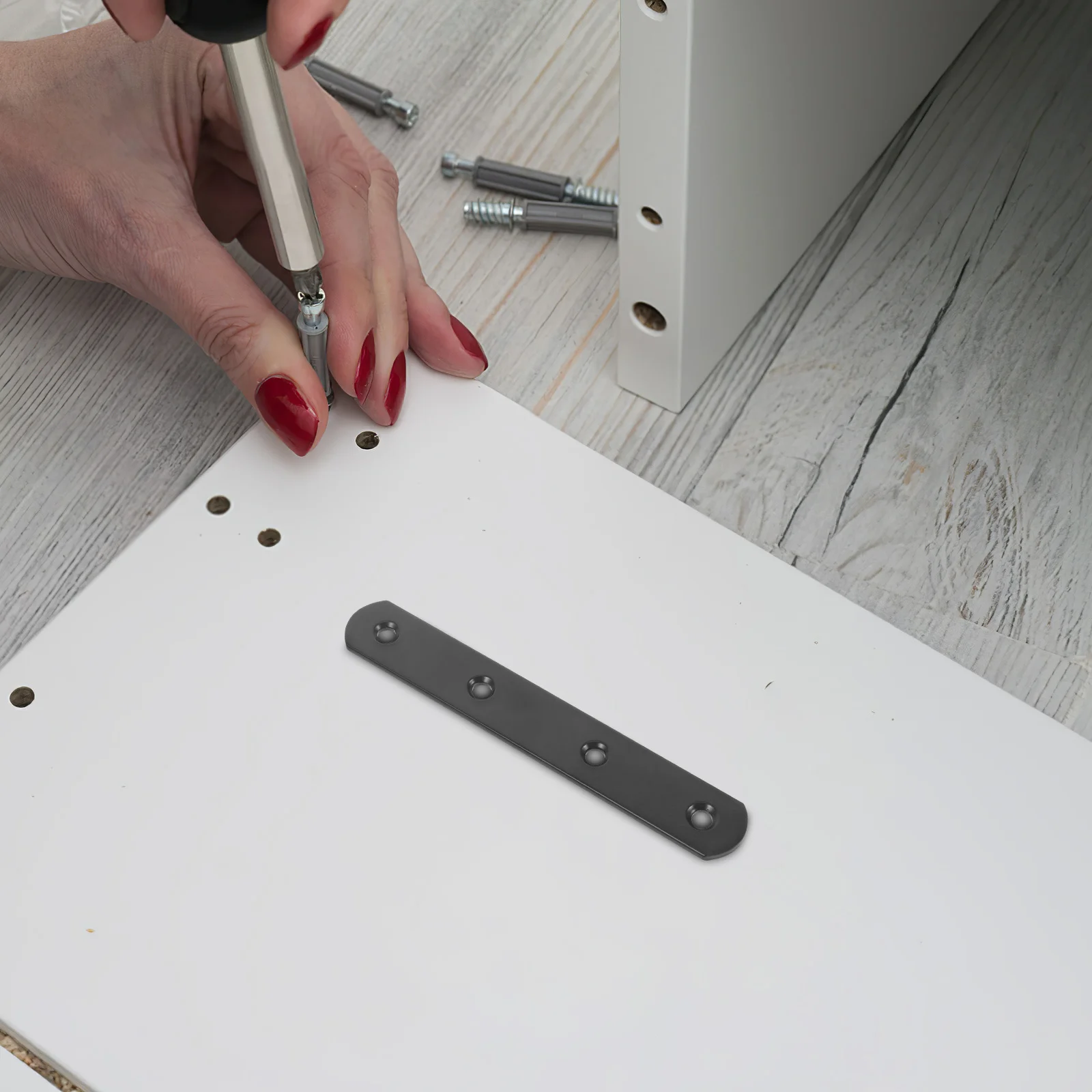 

4Pcs Straight Brackets Repair Plates Heavy Duty Connecting Brackets for Wood Fence Bookshelves Metal Fence Post Supports