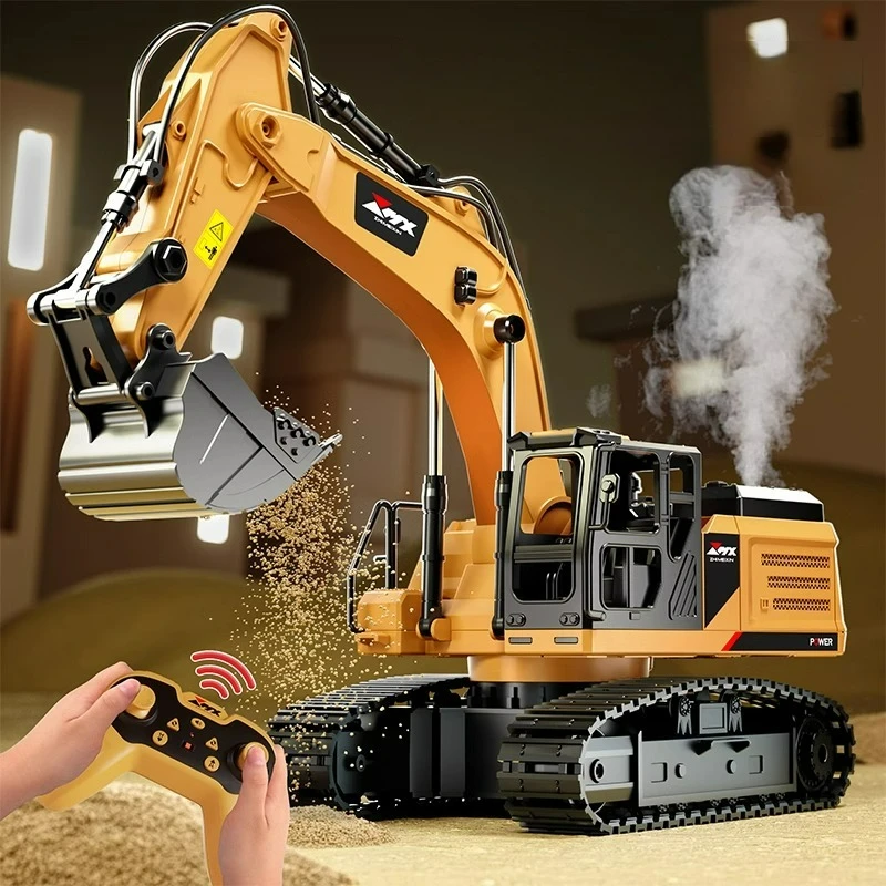 RC Excavator Dumper Car com controle remoto, Alloy Engineering Vehicle, Rawler Truck, Escavadeira Brinquedos para Meninos, Presentes de Natal para Crianças, 2.4G