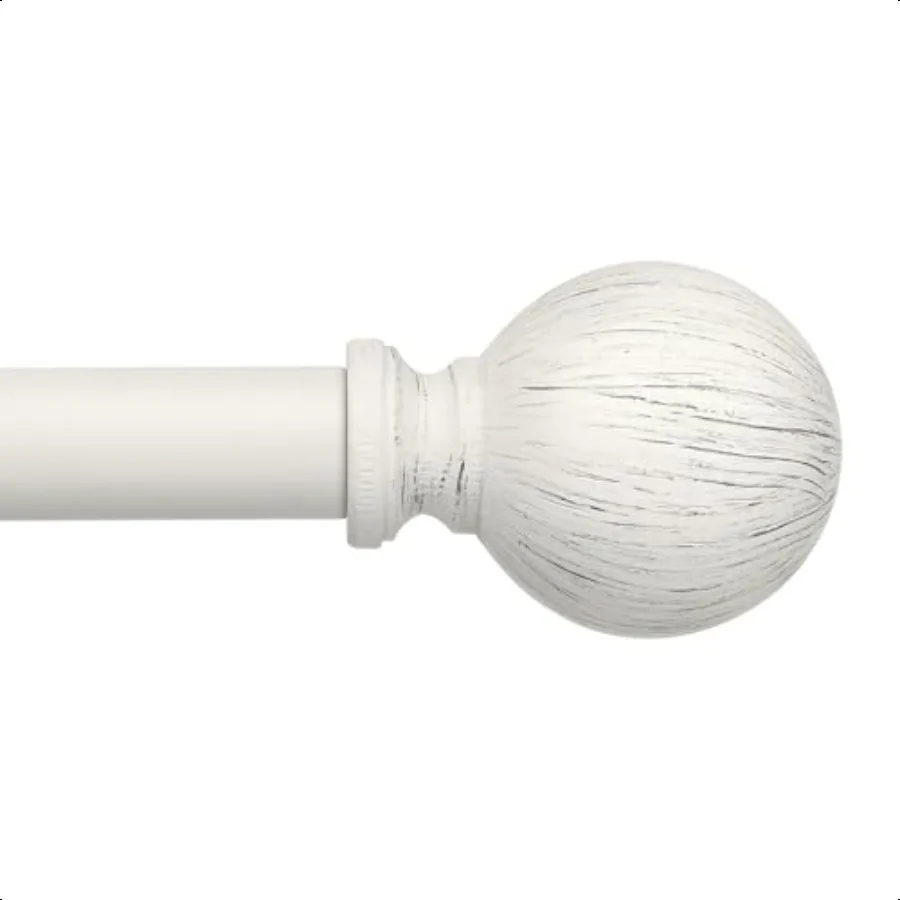 

Antique White Curtain Rods for Windows 48 to 84 Inch 1 Diameter Adjustable Rustic Drapery Rod with Modern Faux White Grain Fini