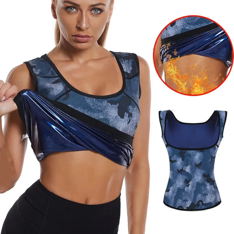 Women Camouflage Sauna Sweat Vest Body Shaper Slimming Fat Burner Tank Tops Weight Loss Workout Shapewear Gym Fitness Shirt