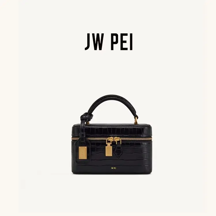 JW PEI Women Shoulder Bag Crossbody Handbag Croc Embossed Small Square Box Purse French Vintage Messenger Bags Exquisite Ladies