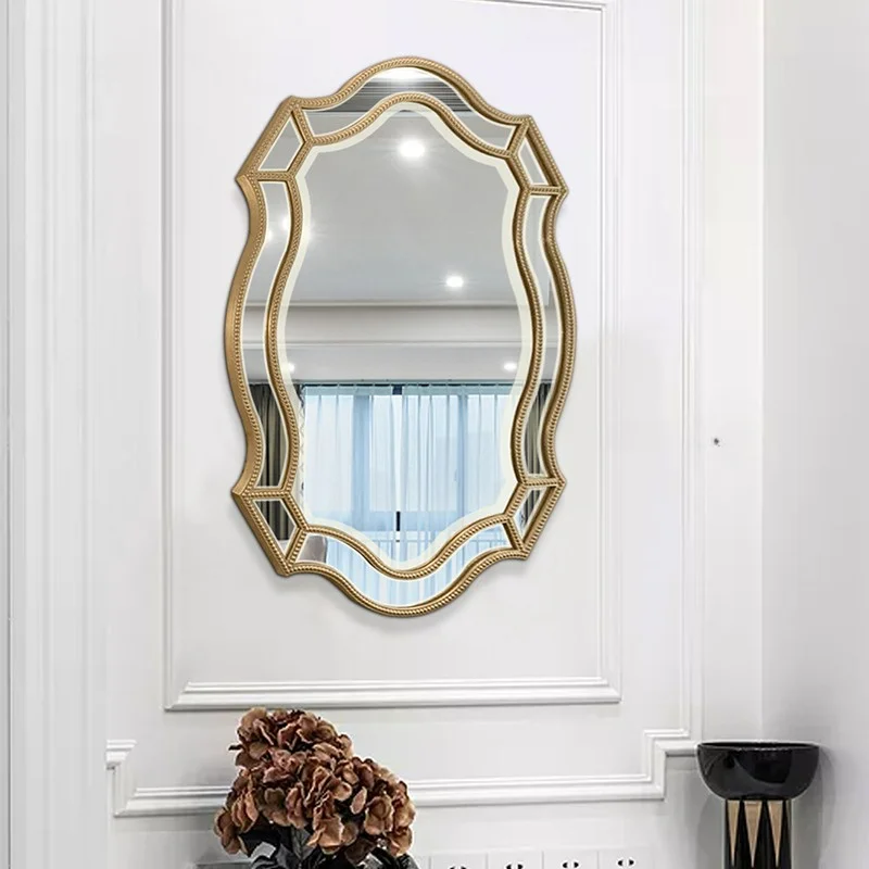 Decorative Mirror Bedroom Entrance Makeup Mirror Wall Hanging Bathroom Mirror Wall Decoration Abnormality