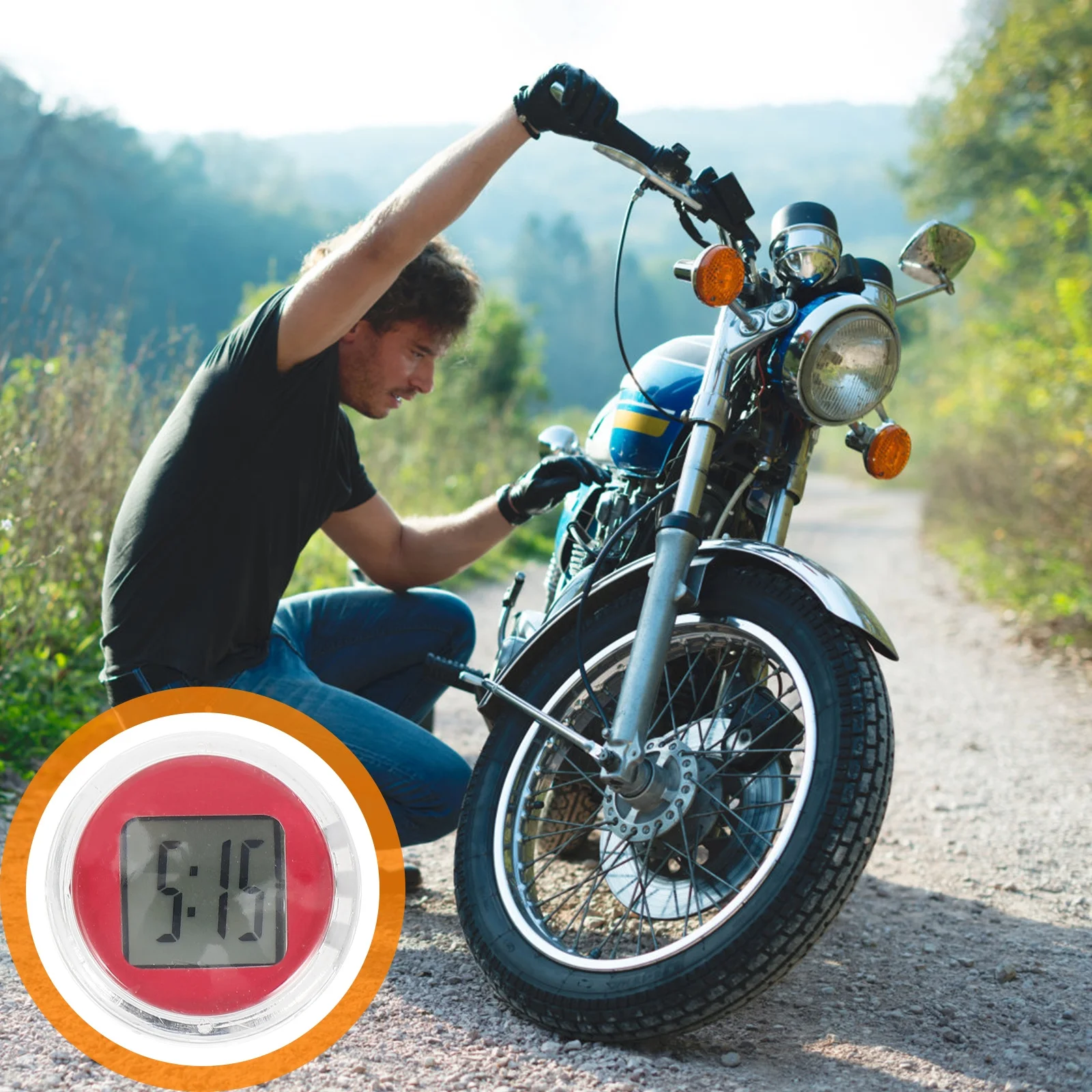 

Waterproof Self-Adhesive Motorcycle Digital Universal Dashboard Auto Interior Decoration Red 12-Hour Format Digital