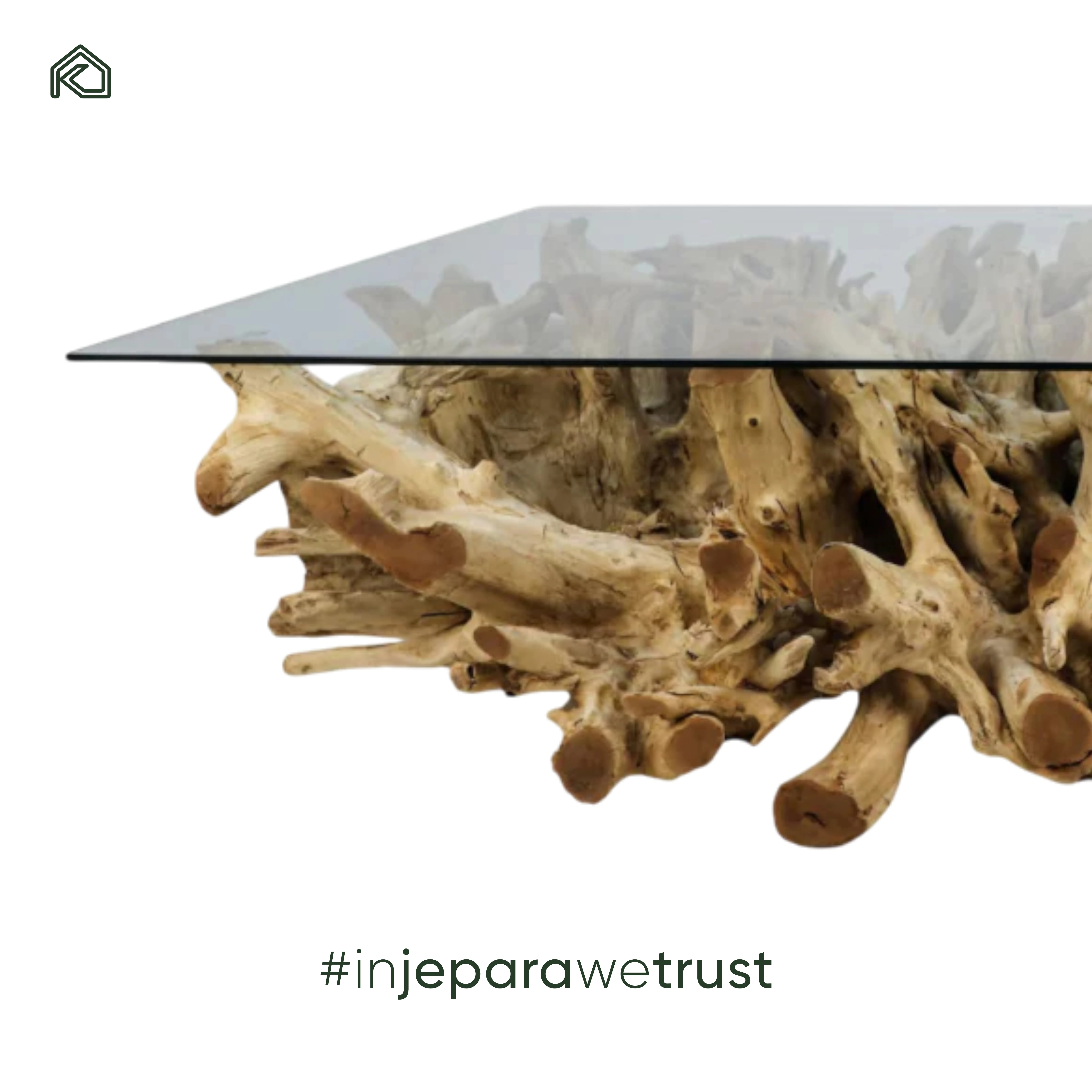 Traditional Natural Elegance Modern Eco-Friendly Living Room Wooden Coffee Table with Glass Top Unique Teak Root Home Decor