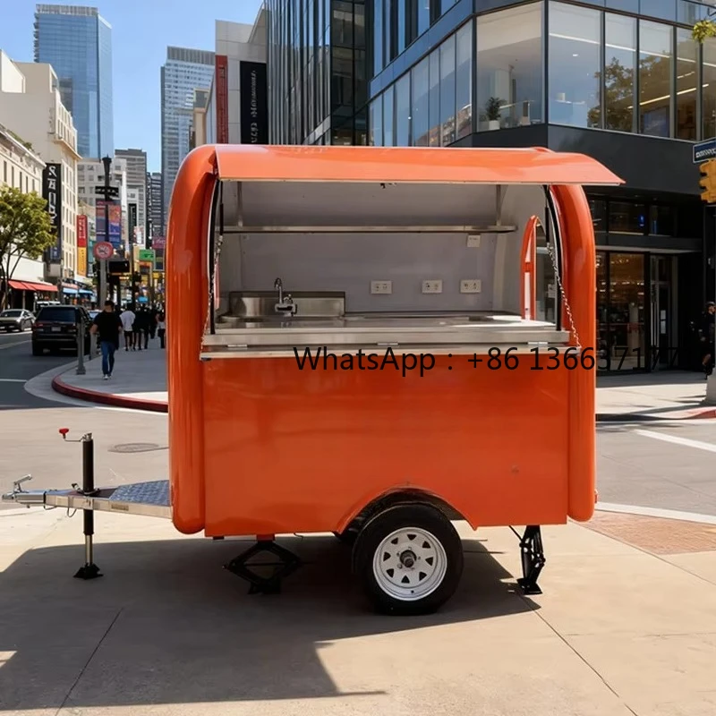 Custom Unique Top End Fancy Mobile Kiosk Food Cart Coffee Boba Tea Soft Cold Drink Milkshakes Display Concession Window