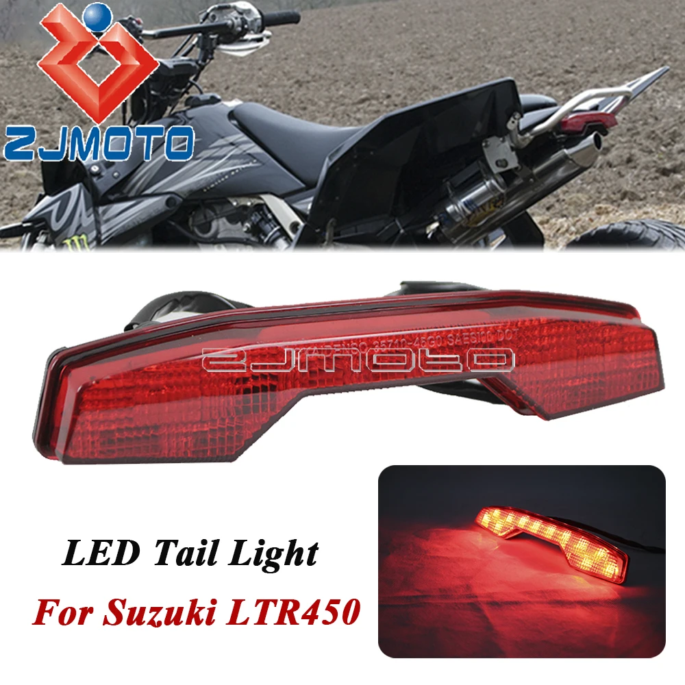 

ATV Quad Bikes LED Brake Tail Light For Suzuki LTR 450 400 LTR450 LTR400 All Years 12V Taillamp Assembly Rear Stop Lamp Red Lens