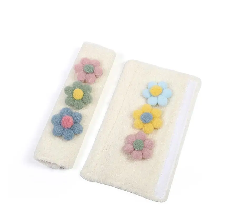 

2pcs Soft Car Seat Strap Covers Comfortable Shoulder Pads Flower Design Easy Install Durable Universal Fit Front Rear