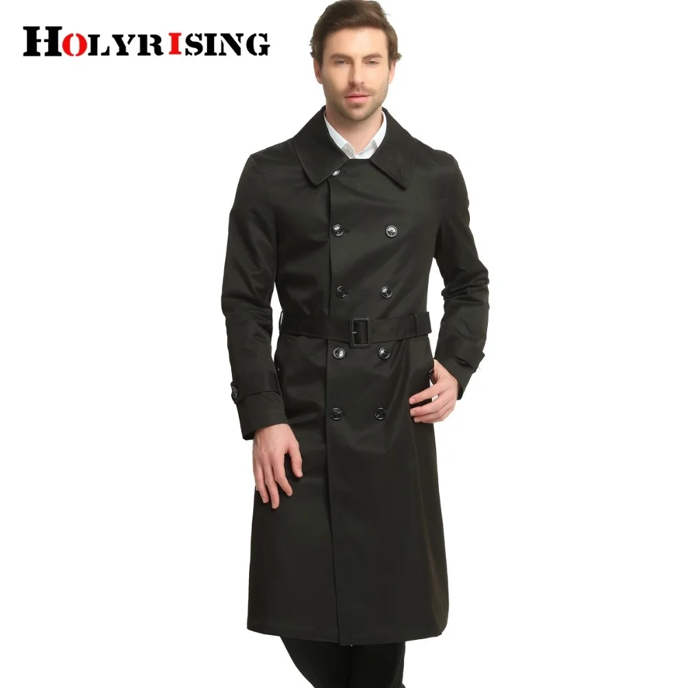 British Style Casual Winter Trench Coat Men Double Button Jackets Long Sleeve Slim Outwear Khaki Black S-6XL Windbreaker