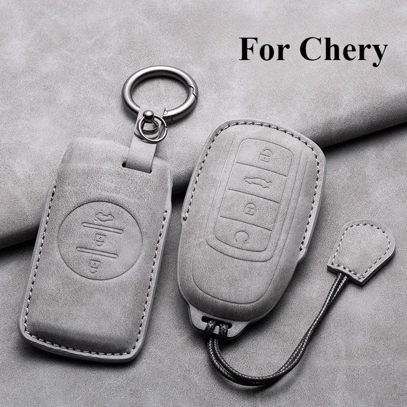 

Car Key Case Cover Fob For Chery Tiggo 8 Pro Tiggo 8plus New 5 Plus 7pro Tiggo 7 Pro Max Leather Car Keyring Shell Accessories