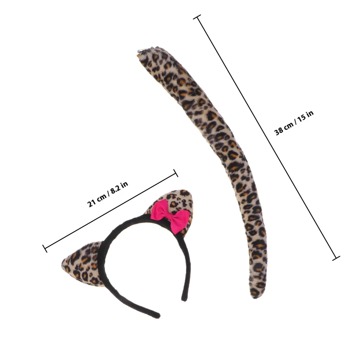 4-częściowy zestaw kostiumowy: opaska z głową leoparda, krawat, rękawiczki, akcesoria do przebrania na imprezę, maskaradę, Halloween, festiwal, cosplay zwierzęcy