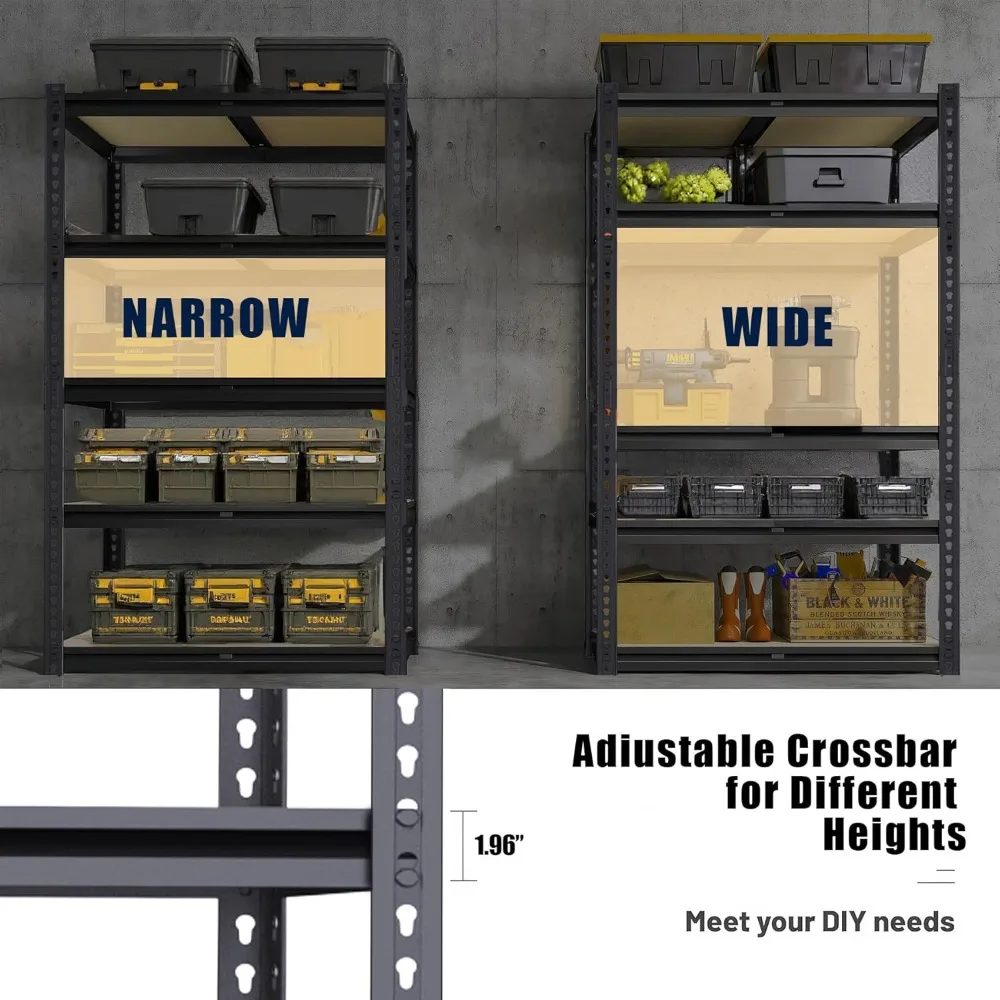 Heavy Duty Storage Rack 2400 LBS Capacity Garage Shelving Unit 16x35.5x72 Inch Metal Shelves Free Standing image 6