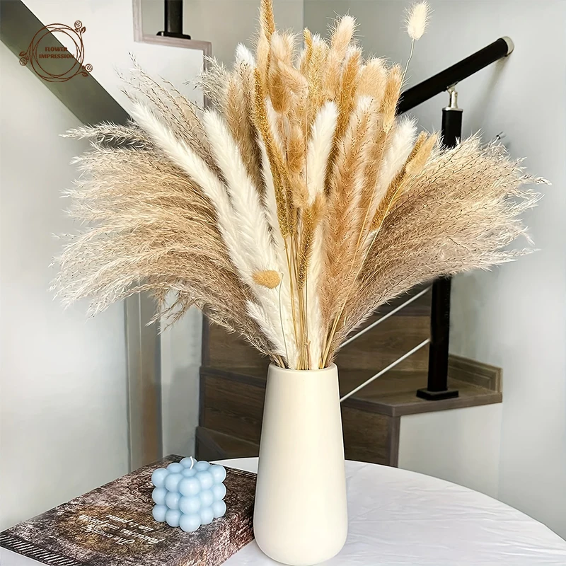 

Dried Flower Pampas Grass Bouquet Natural Dry Flowers Fluffy Bunny Tails Goldenrod Boho Home Decor Party Supplies Flores Secas