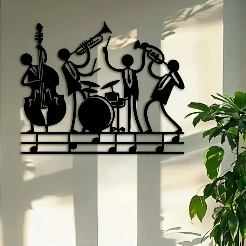 1Jazz Band Metal Wall Decoration Sculpture - Small Size、Flute、Cello