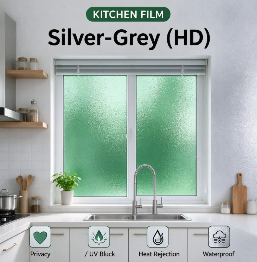 Silver Green HD Solar Heat Insulation One Way Vision Glass Film Roll Privacy Tint For House And Building Glass