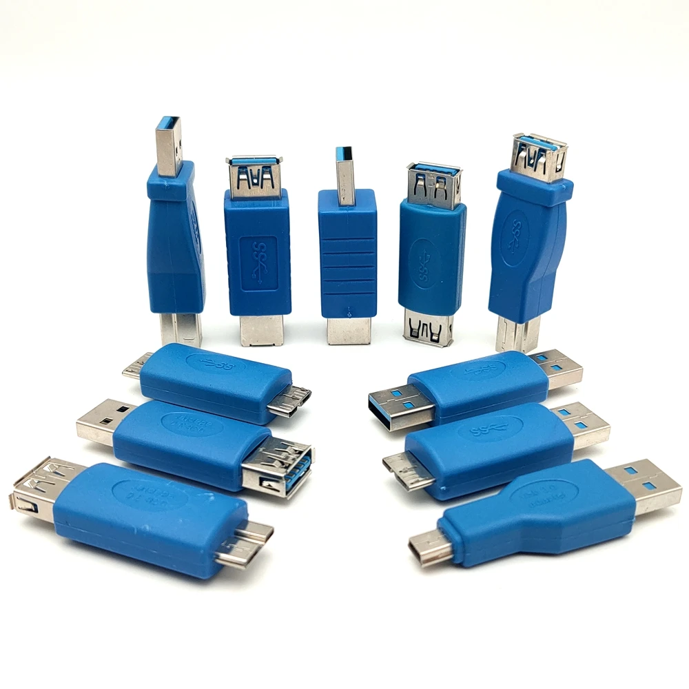 2Pcs Super Speed USB 3.0 Type A Male Female to USB 3.0 Type B Male-Female Printer Converter Adapter micro B Male Conector