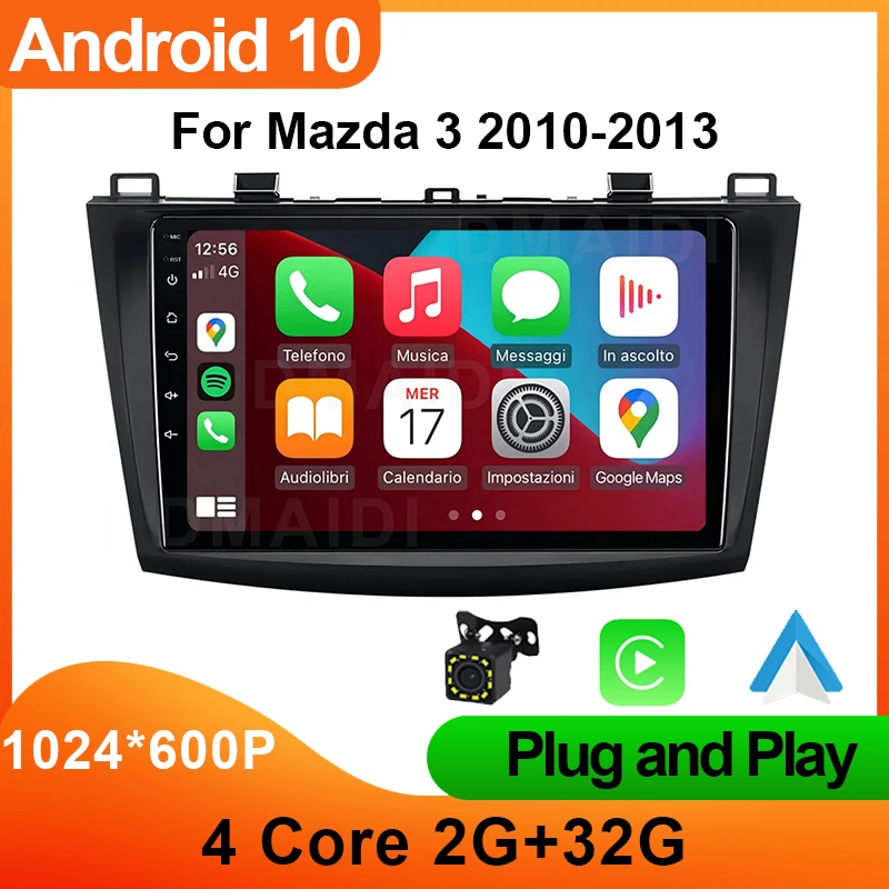 

Автомагнитола с GPS-навигацией, Android 10, мультимедийный видеоплеер для Mazda 3 2009 - 2013 Carplay, автомагнитола с DVD, 2 Din, 4G, Wi-Fi