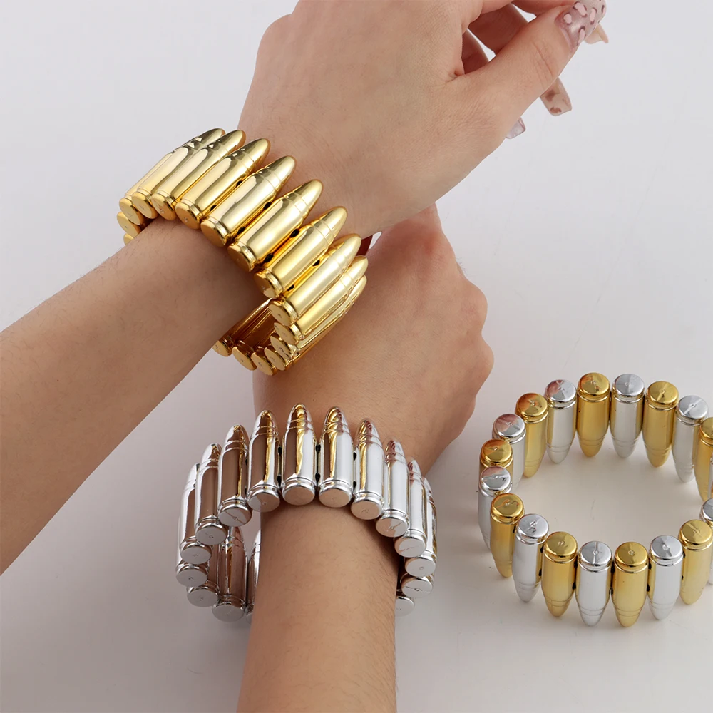 Kreative Acryl-Armbänder mit breiten, kugelförmigen Perlen, elastische Perlenarmbänder für Damen, extravaganter Schmuck, Geschenke – Detail 3