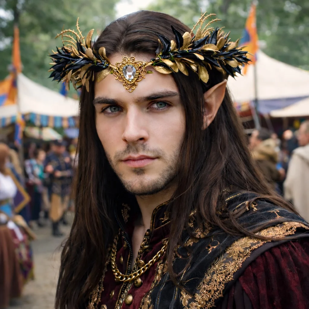 

Мужская готическая корона: черно-золотая цветочная повязка на голову, корона короля тёмных эльфов, средневековая ренессансная повязка на голову воина, костюм для косплея