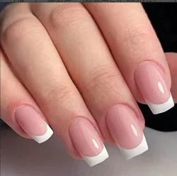 24pcs French Fake Nails Short Square Press on Nails Women Wearable Art Nail Tips Detachable Full Finished False Nails