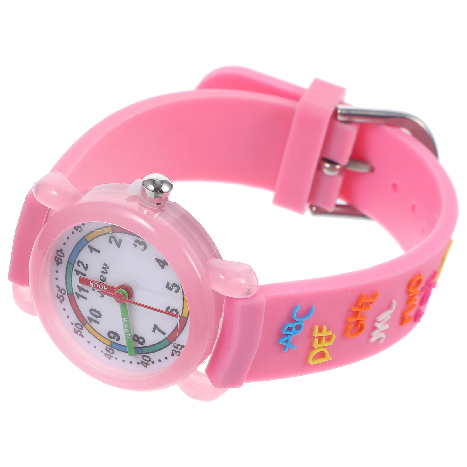 ساعة بنمط كرتوني مقاومة للماء، حزام كوارتز متين قابل للتعديل، هدية عيد ميلاد باللون الوردي
