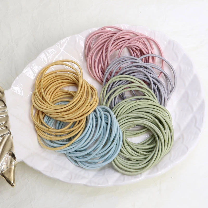 100 Teile/satz Haargummis Elastische Gummibänder für Frauen Männer Dünne Haar Gummibänder Pferdeschwanz Scrunchies Haar Zubehör für Frauen – Detail 6