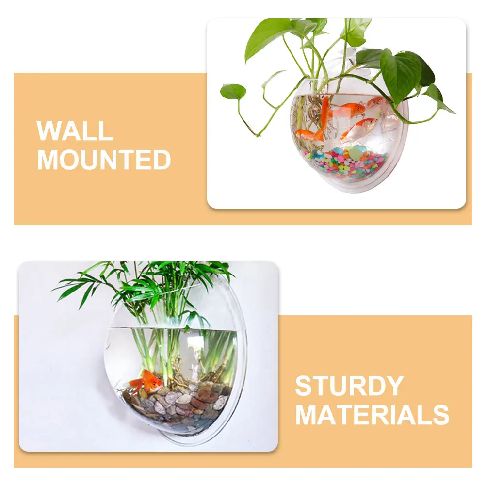 

Wall Mounted Fish Tank 23cm Acrylic Vase Flower Pot Clear Wall Planter Decor Aquarium Home Wedding Gift Creative Glass Fish