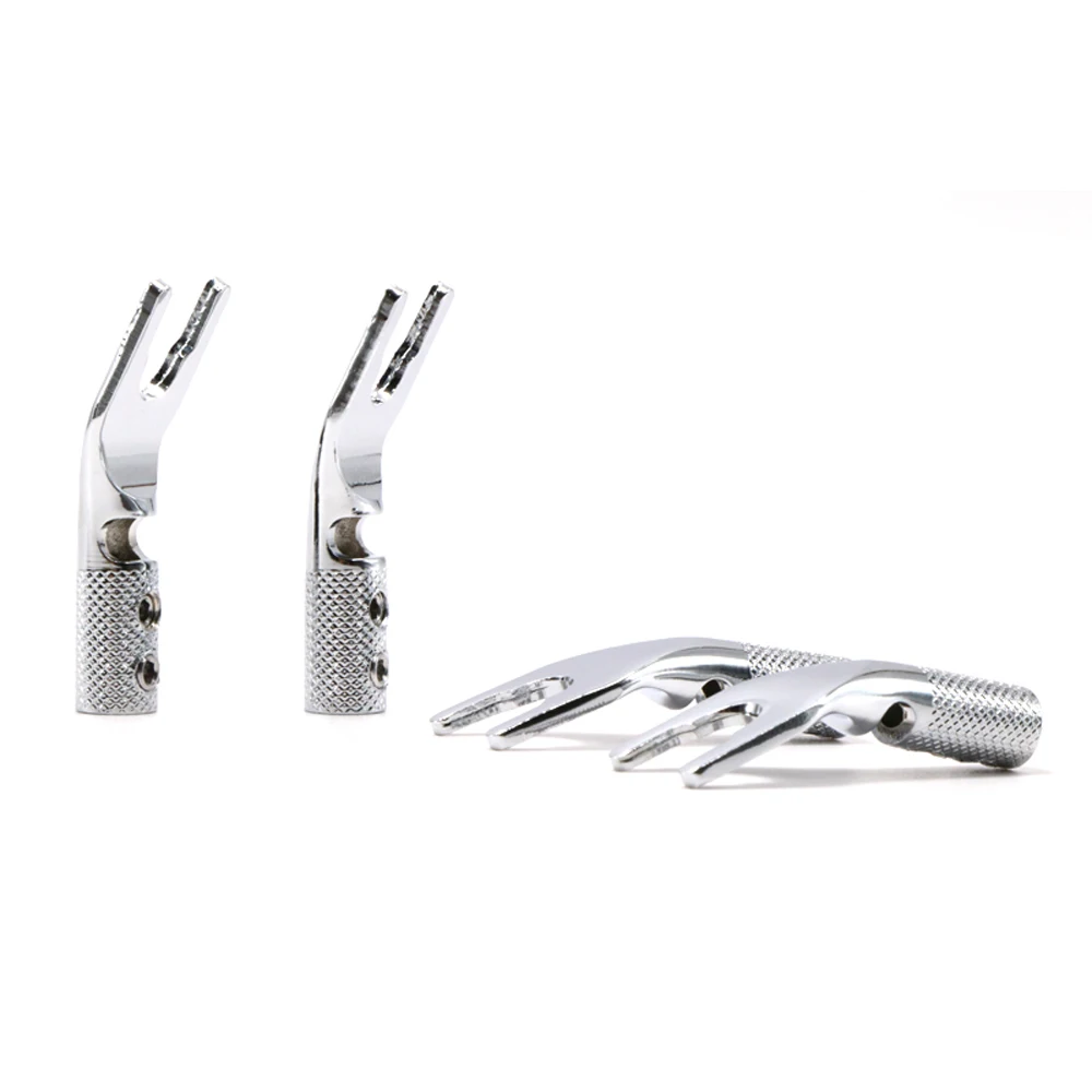 Y-Gabelstecker aus Messing, rhodiniert, für Lautsprecherkabel – Detail 7