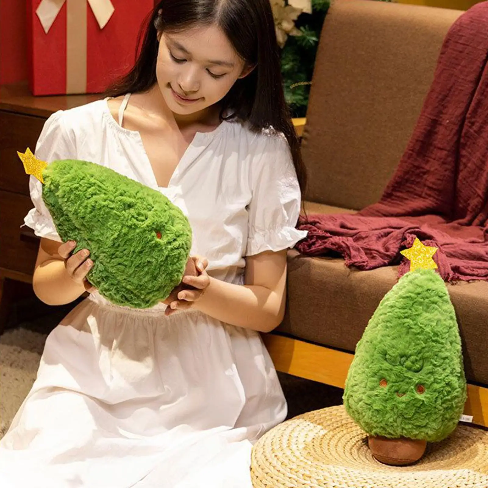 Pluche Kerstspeelgoed Kerstman Kerstboom Decor Pop Zacht Vakantie Sierkussen Voor Slaapkamer Woonkamer Studeerkamer Auto