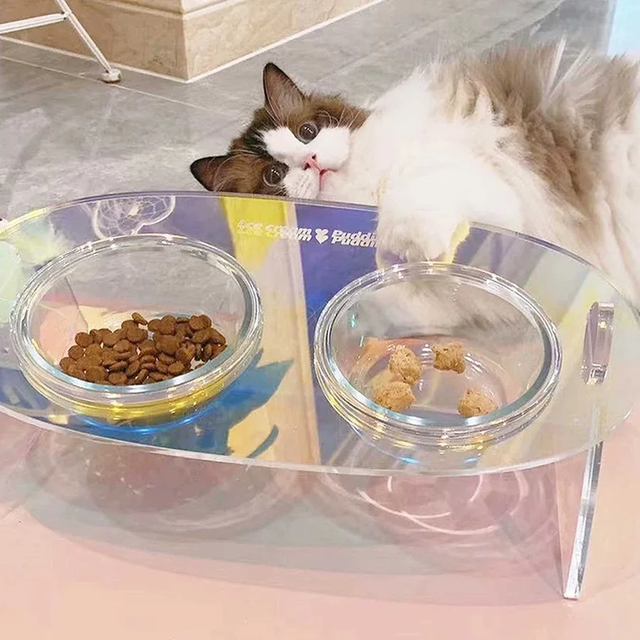 

Crystal colourful pet bowl, protect cervical spine, anti-slip, universal for cats and dogs