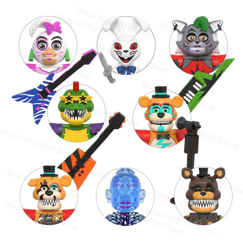 8PCS/Set Anime Cartoon Model Bricks Horrible Thriller Mini Compatible Assemble Puzzle Toy Building Blocks Ornament Birthday Gift