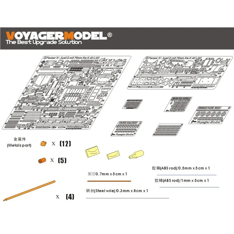 Voyager Model PE35303 1/35 Scale WWII German Panzer.IV Ausf.D Mit 75mm Kw.K.40 L/43 basic (For DRAGON 6330)