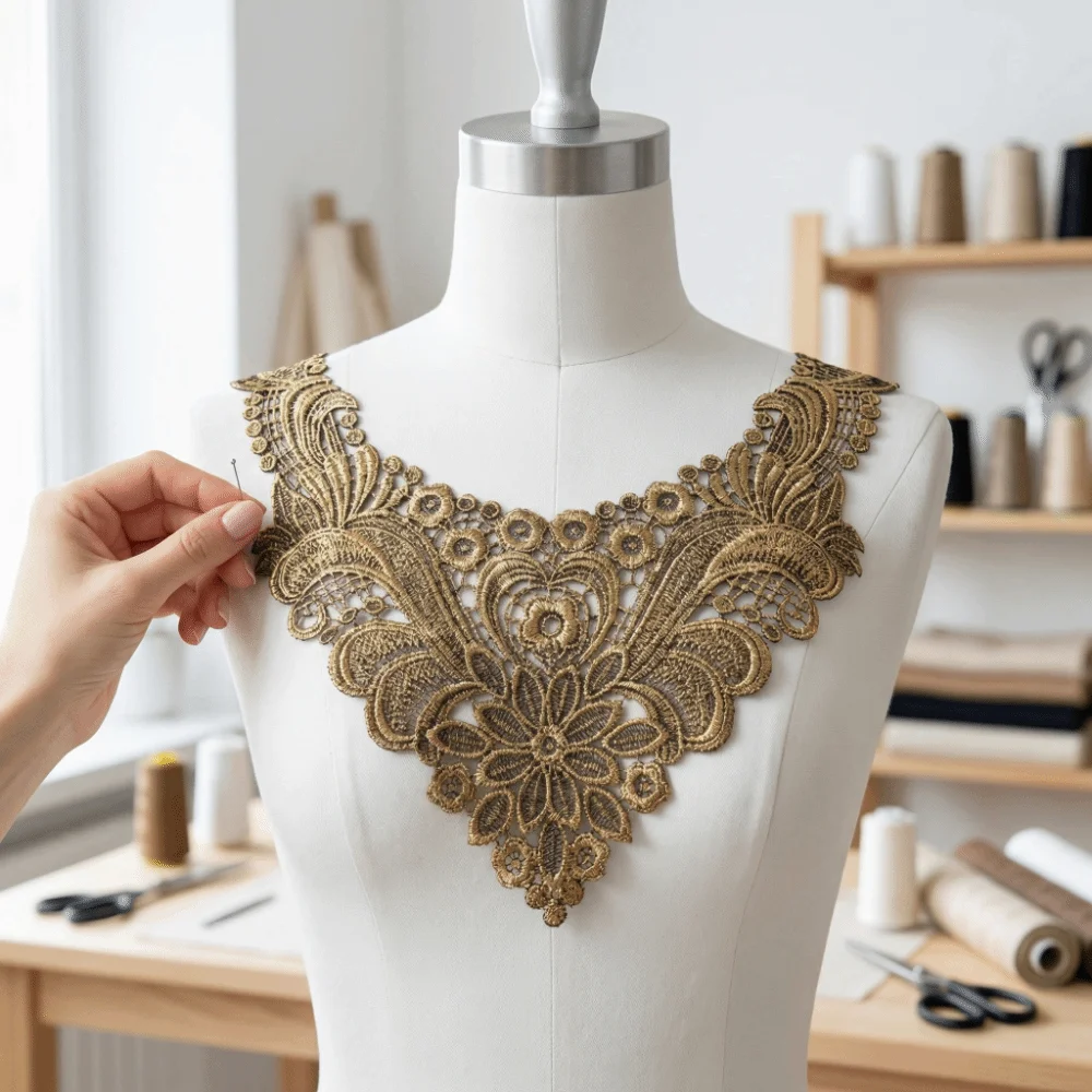 Hollow Lace Neckline DIY Elegant Embroidery Flower Collar Garment Accessories Sweet Lace Trim Women's Fashion