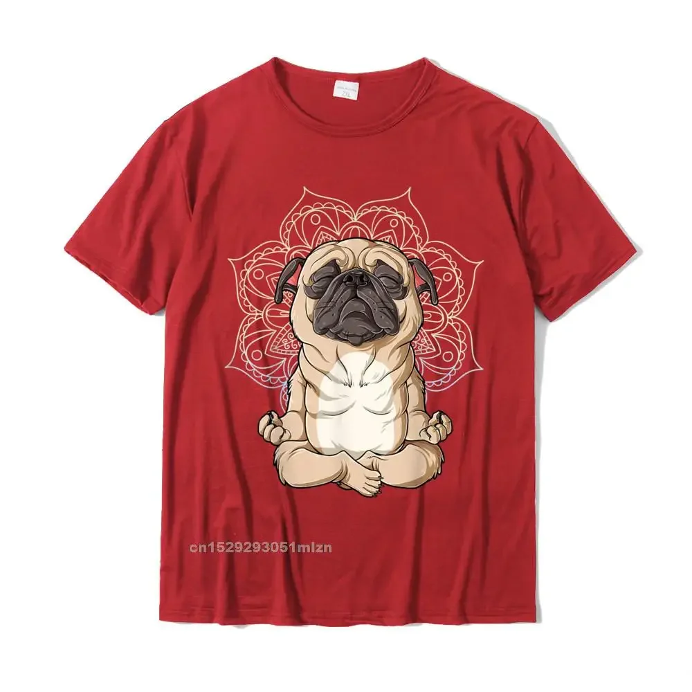 Pug  T Shirt Mandala Funny Spiritual Meditation Chakra T-Shirt Leisure Tops & Tees Cotton Male Tshirts Leisure Rife