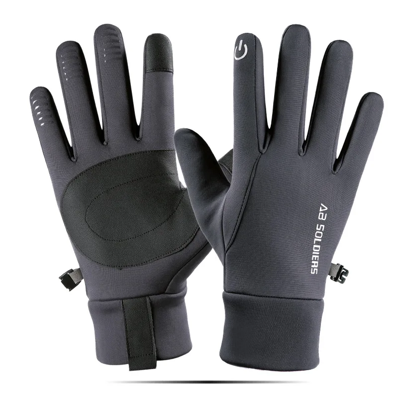 Men Winter Waterproof Cycling Gloves Outdoor Sports Running Motorcycle Ski Touch Screen Fleece Gloves Non-slip Warm Full Fingers