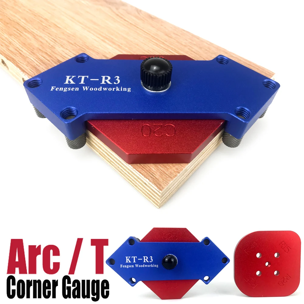 Новый профессиональный набор угловых приспособлений для радиуса, шаблон для обрезки из алюминиевого сплава для деревообрабатывающего фрезерного станка, филе и направляющая под углом 90 градусов