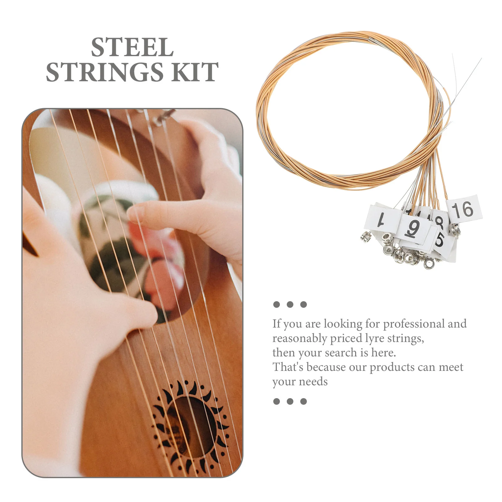 

1 Set Brass Replacement Kit Durable Sturdy Metal String Music Wire Classical Learners Musicians Practical Stringed Instrument